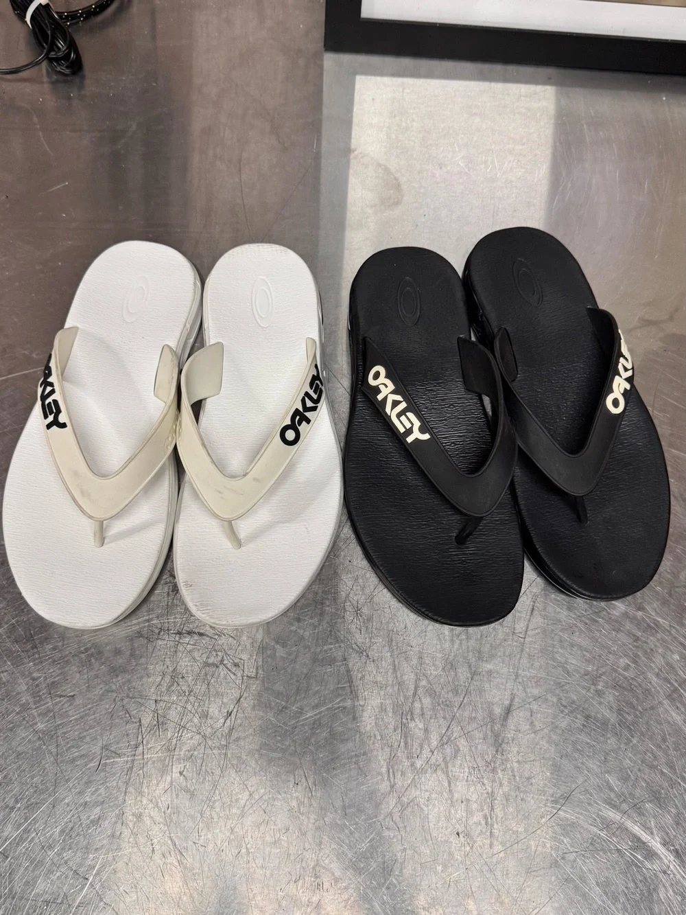 Oakley White Logo Flip Flop Sandals